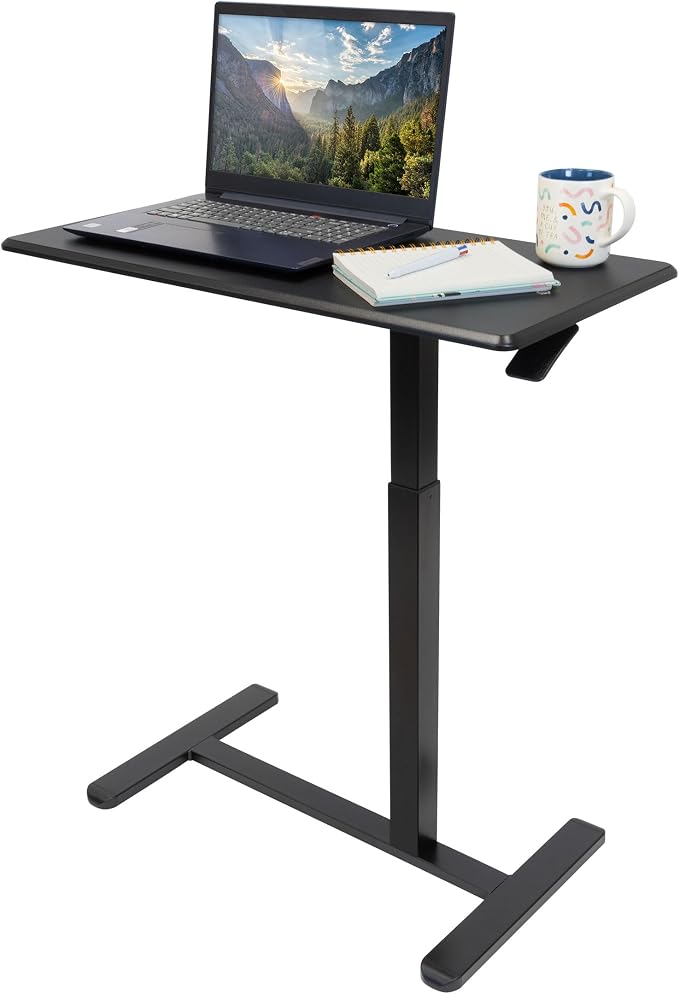 Mount-It! Hospital Overbed Table with Wheels, Adjustable Height, Black by Mount-It
