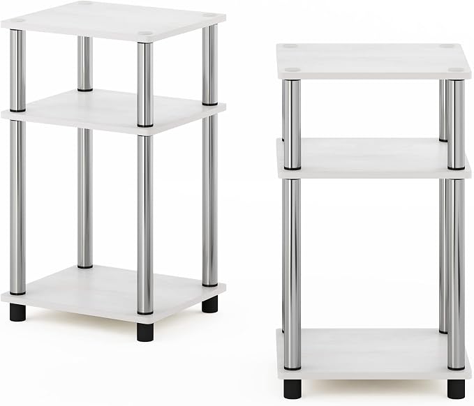 Furinno JUST Toolless 3-Tier Side Table Set of 2, Open Shelf, White Oak - Image 8