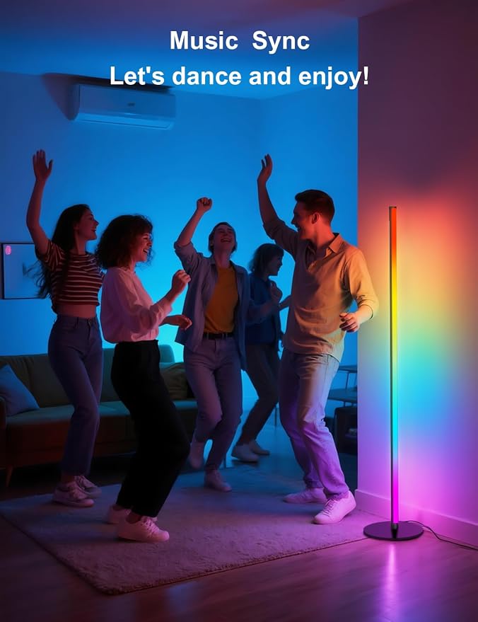 Corner Floor Lamp 2 Pack, RGB IC LED Corner Lamp 55" with APP Control, 16 Million Colors, Timing Function and Music Sync, Color Changing Ambient Lighting for Living Room Bedroom Gaming Room - Image 2
