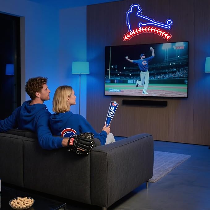 Baseball Neon Sign, Baseball Led Neon Light Signs for Wall Decor Sport Light up Sign Lamp for Dorm Bedroom Party Bar Man Cave Decor Birthday Christmas Gift for Fans Dimmable USB Powered(16.2"*12") - Image 5