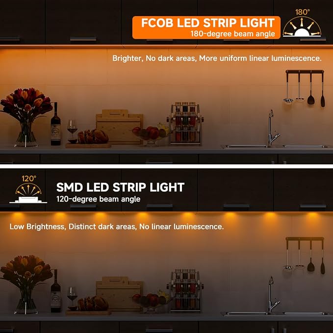 BTF-LIGHTING 5V USB COB LED Strip Lights 3.28FT Orange Color for TV - Image 2