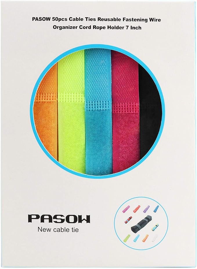 50pcs Cable Ties Reusable Fastening Wire Organizer Cord Rope Holder 7 Inch (Multi-Colour) - Image 7