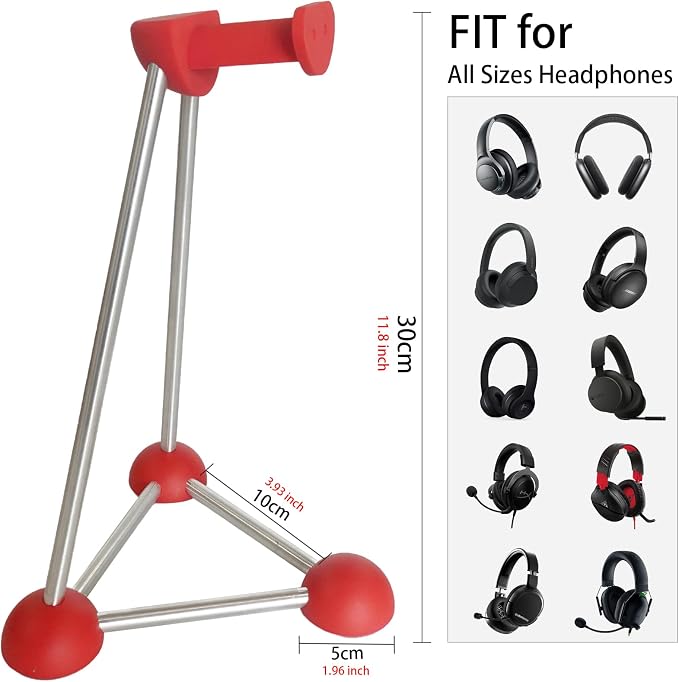 Headphone Stand, Desktop Headset Holder, Desk Earphone Stand, Gaming Headsets, for SteelSeries/Logitech/HyperX/Sony/Beats/Sennheiser/Anker/Xbox, and All Headphones. (red) - Image 3