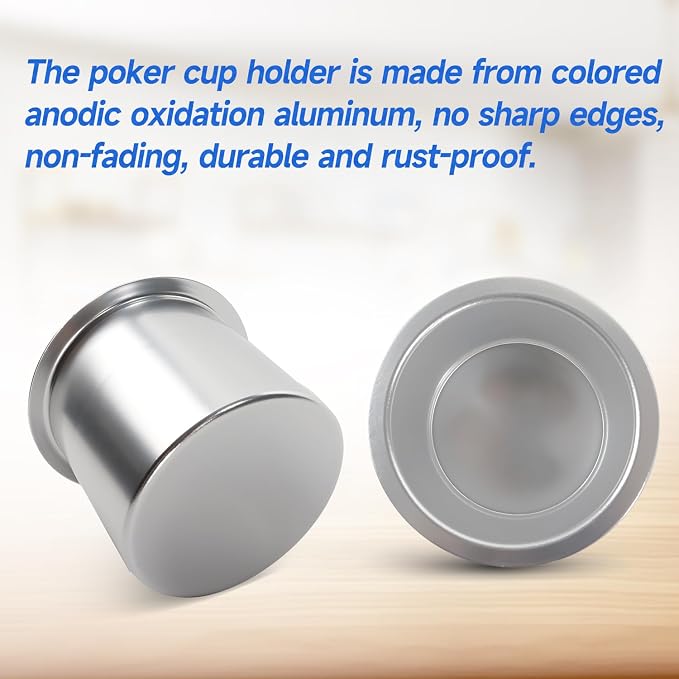 GSE Jumbo Aluminum Cup Holder for Casino Poker Tables, Silver, 2-Pack - Image 3