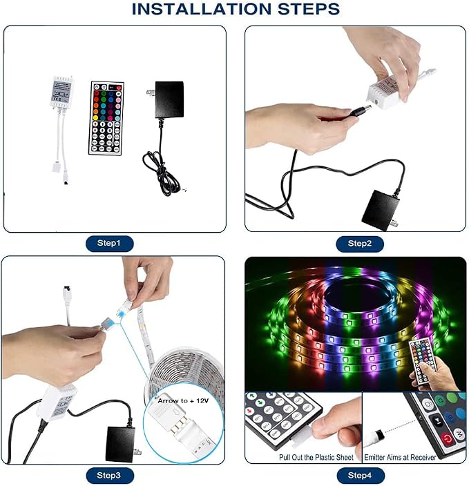 DAYBETTER Led Strip Lights 16.4ft Waterproof Color Changing Led Lights with Remote Controller - Image 4