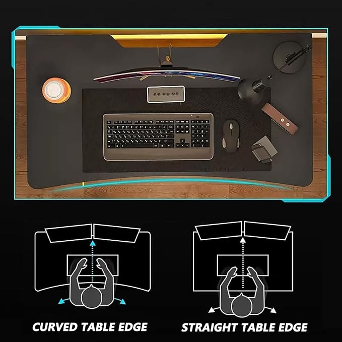 Multi-Functional Gaming Desk with Built-in Monitor Stand, Pegboard Hutch, RGB Lighting, Cable Management, Wireless Charger & Power Outlet, Designed for Gaming Setup Home Office Desk Desk A 120cm - Image 7