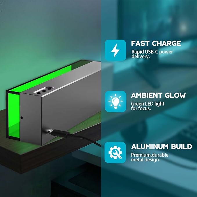 LED Light Box Sign for Desk Setup, CNC Aluminum Ambient Desk Light, Rechargeable 1000mAh Battery, USB-C, Warm Glow Decor for Gaming Room, Home Office, Shelf - Image 5