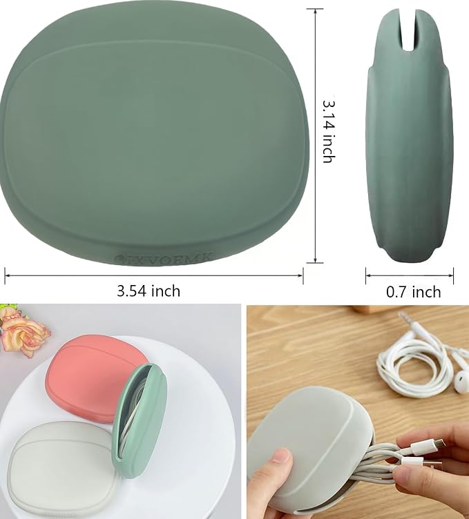 Silicone Headphone Organizer-Data Cable Storage Case-Mini Key Box-Portable Wired Headphone Organizer(Red-Grey-Green-3PCS) - Image 2