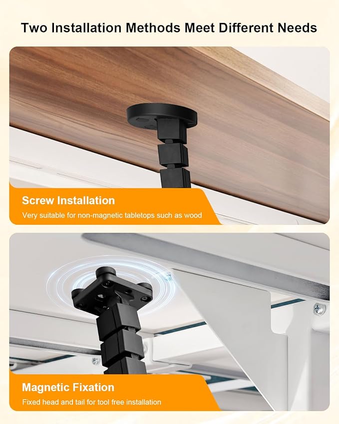 Under Desk Cable Management Spine, Magnetic Wire Organizer Black - Image 4