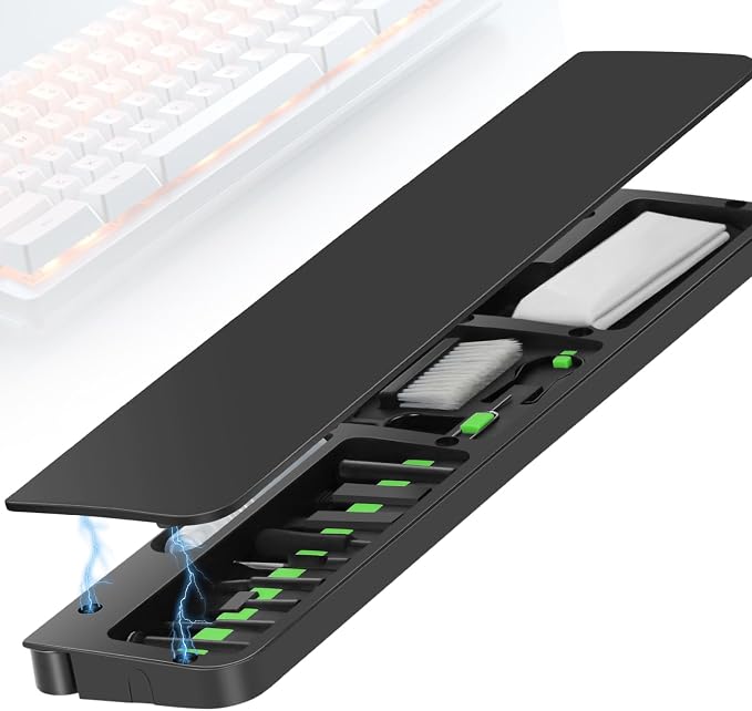 14.17'' Keyboard Wrist Rest with Cleaning Kits and Storage Space | Magnetic Lid,Anti-Slip Bottom,Palm Pad for Pain Relief, Wrist Support for Work,Gaming,Studying,for 85% Mechanical Keyboard by JiaTeums