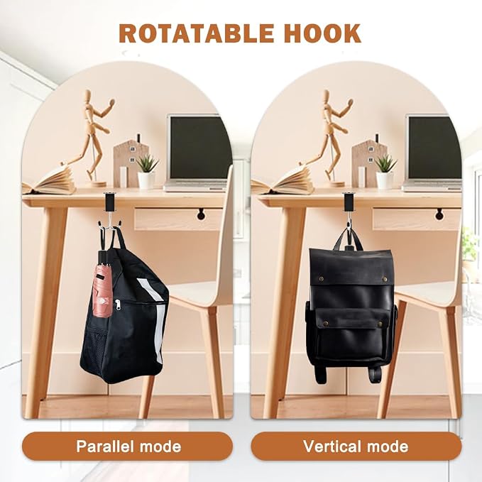 3 Pack Adjustable Desk Hook, Under Desk Handbag Hanger Purse Hook - Image 3