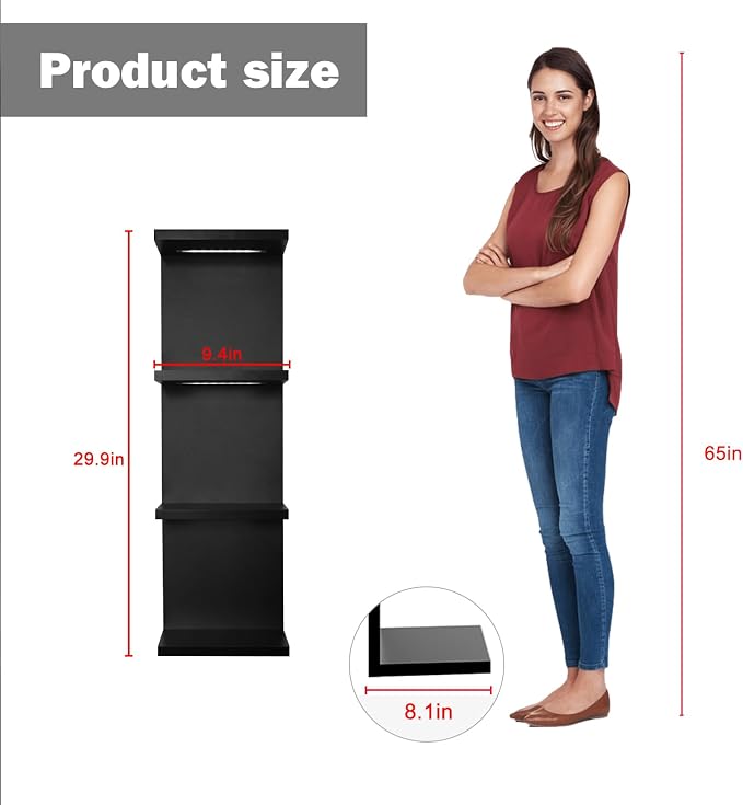 VIWODS 4-Tier Wall Shelf Unit with Lights, Black - Image 2