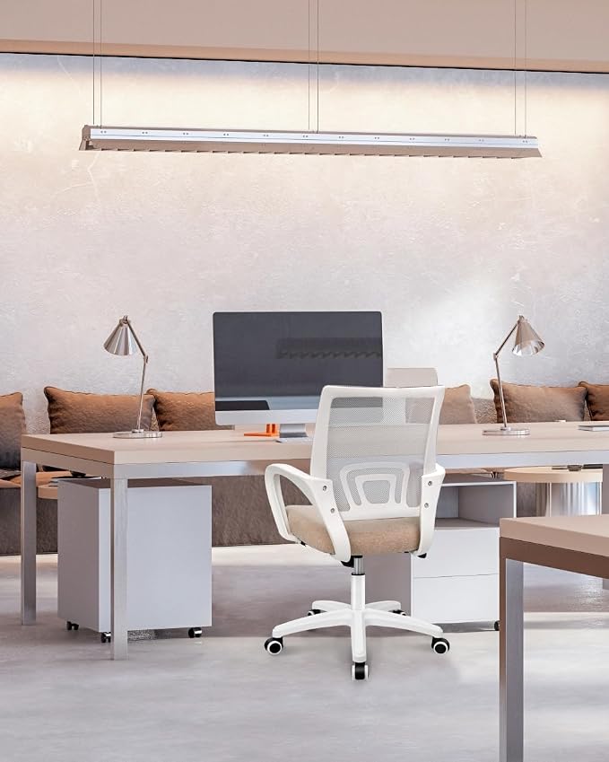 NEO CHAIR Office Computer Chair Ergonomic Mid-Back Mesh Desk Chair, Beige | Breathable Mesh Back with Lumbar Support, Height Adjustment, Smooth Rolling Casters for Home Office, Study or Gaming Setup - Image 2