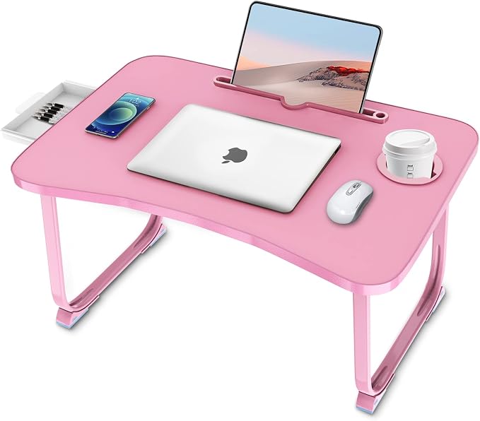 Fayquaze Lap Laptop Desk, Portable Foldable Laptop Bed Table with Storage Drawer and Cup Holder, Lap Desk Lap Bed Stand Tray Table Serving Tray for Eating, Reading and Working by FAYQUAZE