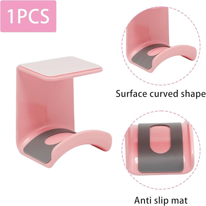 Pink Headphone Stand Hanger, Hanging Headset Holder Hook Under Desk | 1Pcs ABS Plastic Adhesive Earphones Hangers for Desk Headphone Hanger, Most Headphones and Controller - Image 3