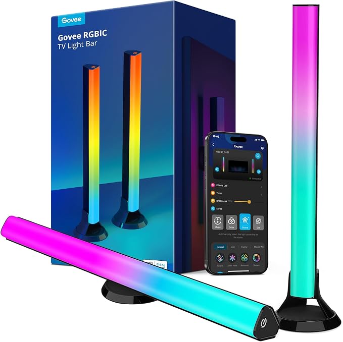 Govee RGBIC Light Bars, 15 Inches WiFi TV Lights for 45-70 inch TVs, Black by Unknown