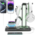 KDD Headphone & Controller Stand with Wireless Charging - Rotatable Headset Stand with 9 Light Modes - Controller Holder with 2 USB and Type C Ports - for Gamers Desktop Accessories by KDD