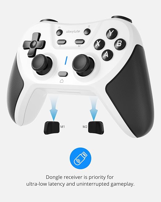 abxylute C5P Wireless Gaming Controller for PC/Switch/iOS/Android/PS3/PS4/Steam/MAC, 2.4 GHz Hall Effect Stick & Trigger Turbo-Remappable Back Buttons Rubberized Grip Console Layout Gamepad Vibration - Image 3