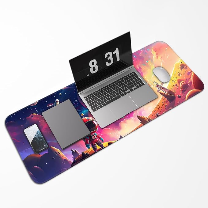 Gaming Mouse Pad, Non-Slip Rubber Band Stitched Edge, Astronaut Planet Space, Suitable for Home, Gaming, Office, 31.5x11.8 Inch Anime Mouse Pad - Image 5