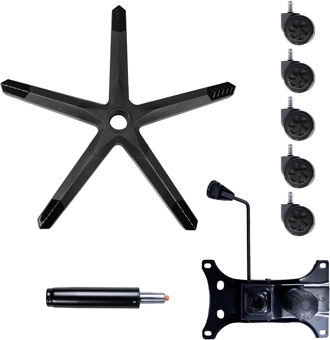 Frassie 28" Gaming Chair Base Replacement Set with Plate, Cylinder, Wheels | Heavy Duty Nylon Gamer Chair Base Replace Kit with 5 Casters Black - Image 6