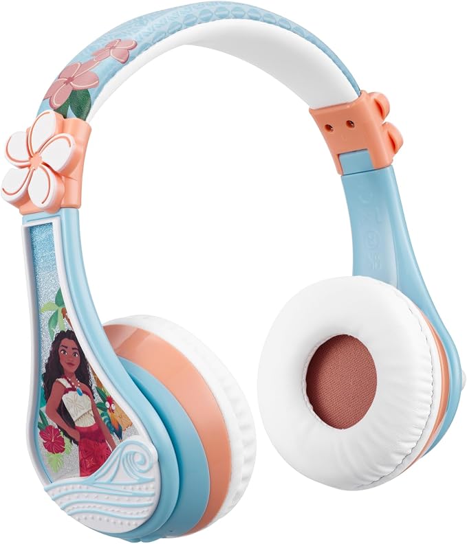 Disney Moana 2 Bluetooth Headphones for Kids Wireless Headphones for School by eKids