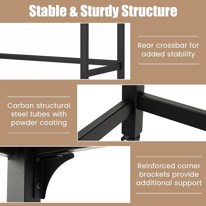 COSTWAY 48” Mobile Computer Desk, Home Office Desk on Wheels, Simple Study Writing Table with 4 Lockable Wheels, Metal Frame, Rolling Laptop PC Table for Small Space (Black) - Image 7