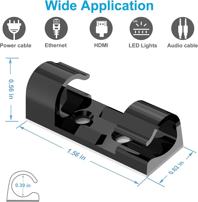 TidyHelper Adhesive Cable Clips Black (Large, 26PCS), Indoor/Outdoor - Image 4