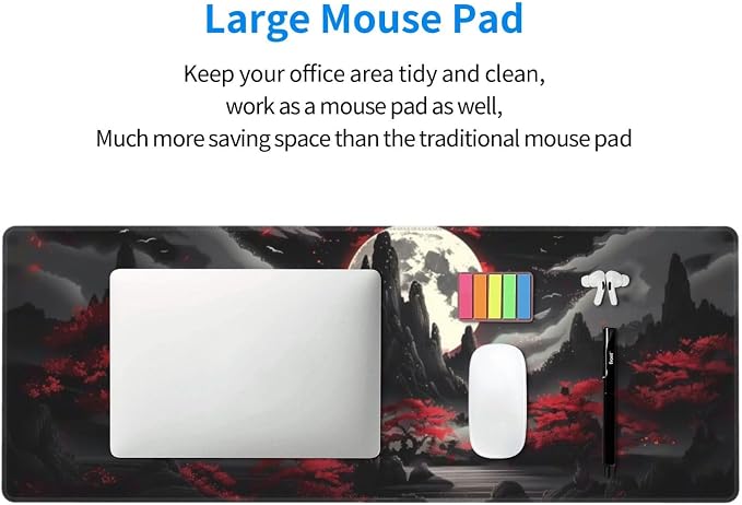 Extended Gaming Mouse Pad, Large Desk Mat XL Anime Mouse Pad Waterproof with Stitched Edges, Non-Slip Desktop Pad for Home and Office, Level Up Your 31.5x11.8 Inch (Night Canyon) - Image 6