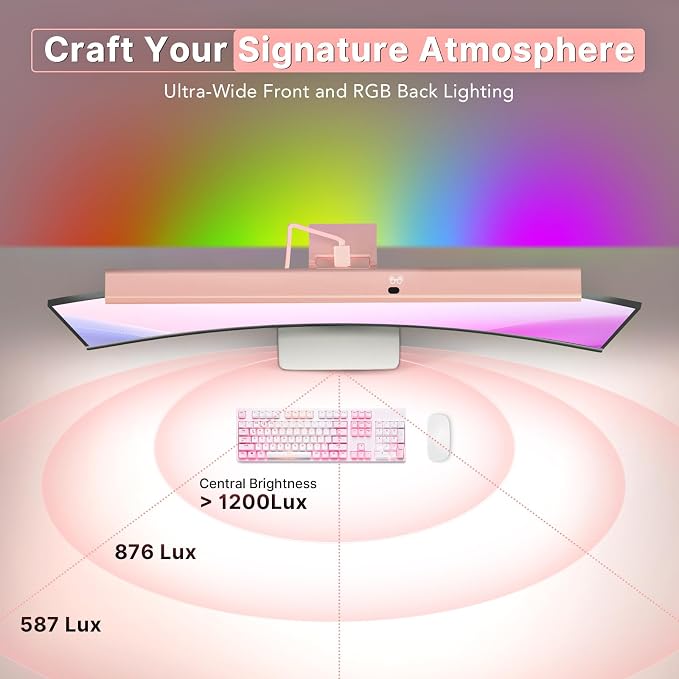 Syrinx Monitor Light Bar for Home Office & Gaming, Eye-Caring Computer Monitor Lamp, No Glare Screen Light, CRI95+, Stepless Brightness & Color Temp Adjustment, USB Powered, for Flat & Curved Monitors - Image 4