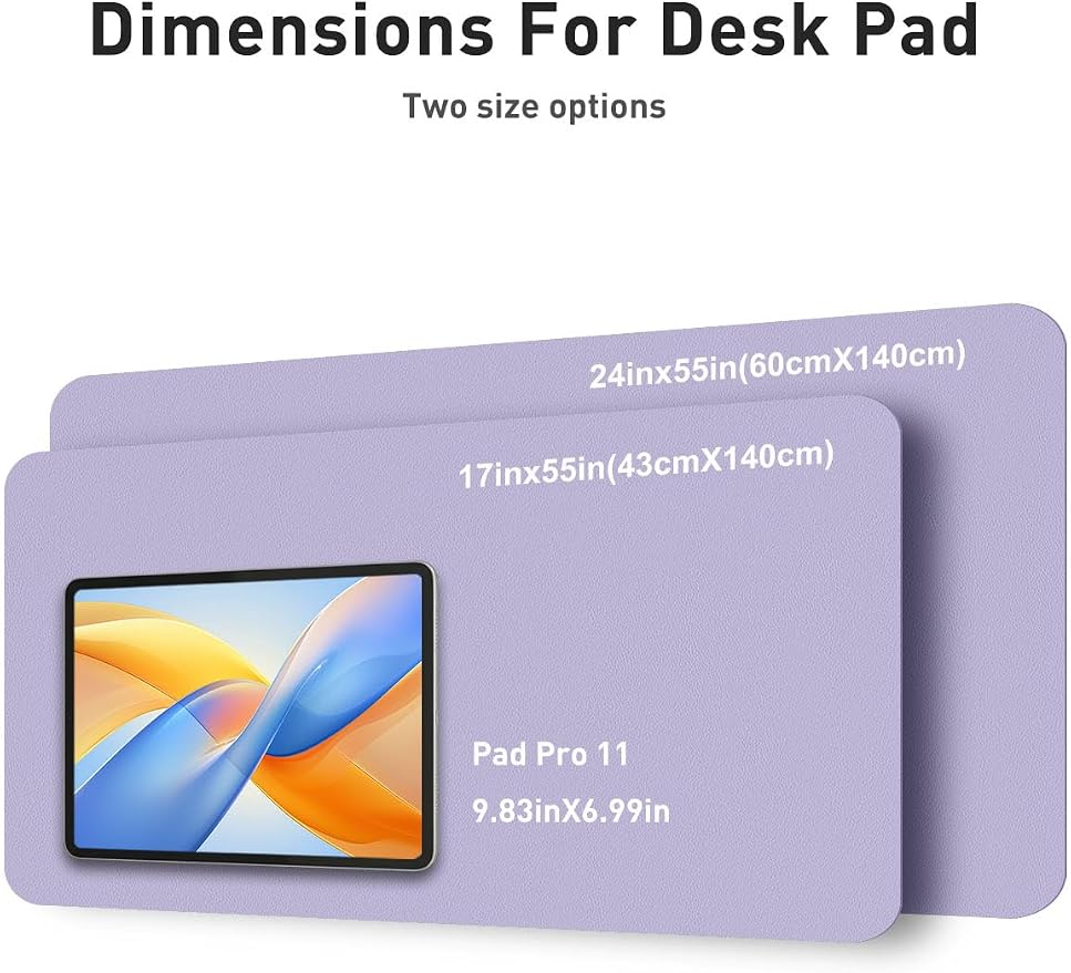 Aothia Faux Leather Desk Mat - Non-Slip PU Leather Desk Blotter, Waterproof Writing Surface, Large Desk Pad for Office & Home (Lavender, 55" x 24") - Image 5