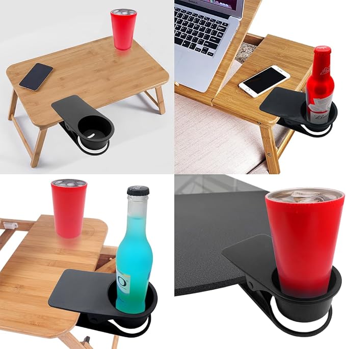 YOY 2 Pieces Drink Cup Holder Clip - Table Desk Side Water Glass Beer Bottle Beverage Soda Coffee Mug Holder Cup Saucer Clip Design for Home Office, Black(Mug & Cup) - Image 6