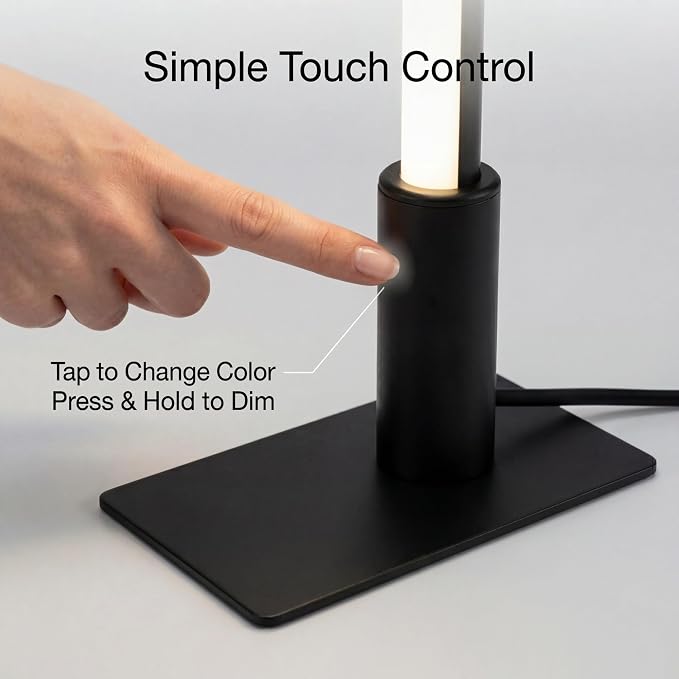 LED Touch Bedside Table Lamp,3 Color Temperatures,Dimmable,6W,Black - Image 4