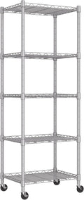 REGILLER 5-Wire Shelving Metal Storage Rack Adjustable Shelves,Standing Storage Shelf Units for Laundry Bathroom Kitchen Pantry Closet(Silver,11.8" D x 16.6" W x 53.5" H,With Wheels) by REGILLER
