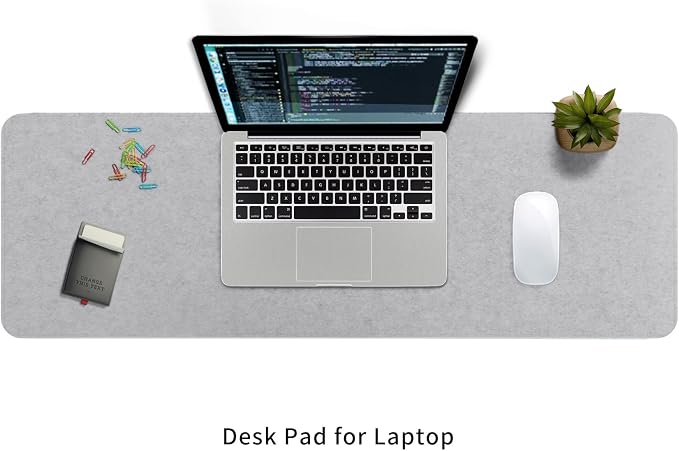DAWNTREES Felt Desk Pad, Large Felt Mouse Pad and Keyboard Mat, 36" x 12" | Non-Slip Computer Desk Mat XL,Desk Protector for Office (light gray) - Image 7