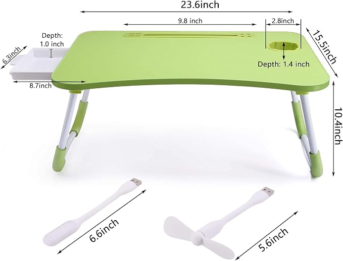 Slendor Bed Desk for Laptop and Writing with Storage, Cup Holder, Light - Image 6