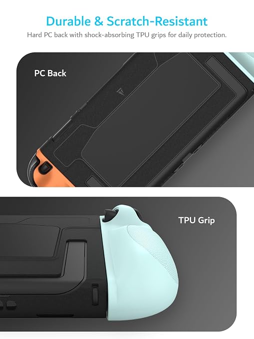 TUDIA Snap-On Case Compatible with Nintendo Switch 2 (2025) - [Kickstand Access] Dockable Slim Scratch-Resistant Console PC Cover with Enhanced Shockproof TPU Handheld Grip (Red/Blue, Black Back) - Image 3