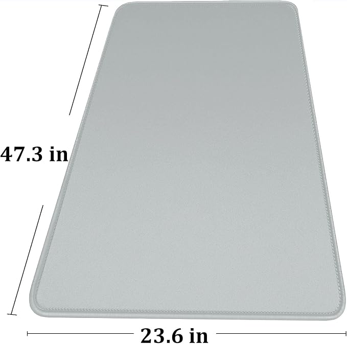 Large Extended Gaming Mouse Pad with Stitched Edges, 47.3 X 23.6 in Desk Pad Durable Non-Slip Natural Rubber Base, Waterproof Computer Keyboard Mat for Esports Pros, Gamer, Desktop, Grey - Image 6