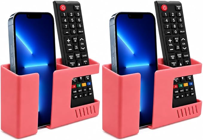 D3 Wall Mount Phone Holder, Punch-Free Wall-Mounted Mobile Phones Charging to Stand, Sticky Remote Control Storage Box Bedside Lazy Mobile Phone Rack, Multipurpose Storage Box (2 Pack-R) by Unknown