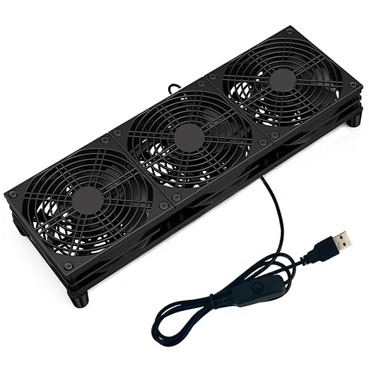VTRETU Router Cooling Fan for Computer Cooler Audio Video Network Cabinet Server Cooling Project Equipment and Workstation DC 5V USB Power 120mm 360mm Fan with Switch by VTRETUMINING
