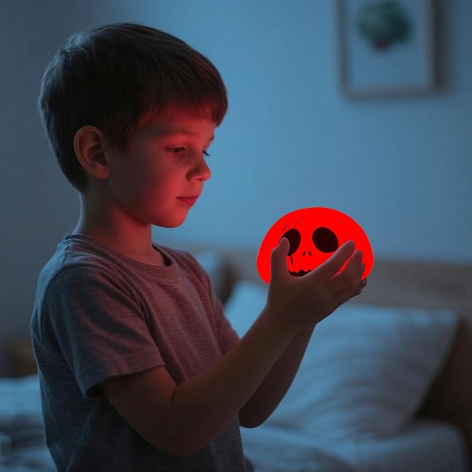 Cute Creative Christmas Skeleton Face Silicone Tap Light - Battery Powered, Multi-Color Changing, Safe and Soft for Indoor Holiday Decoration (White Skellington) - Image 8