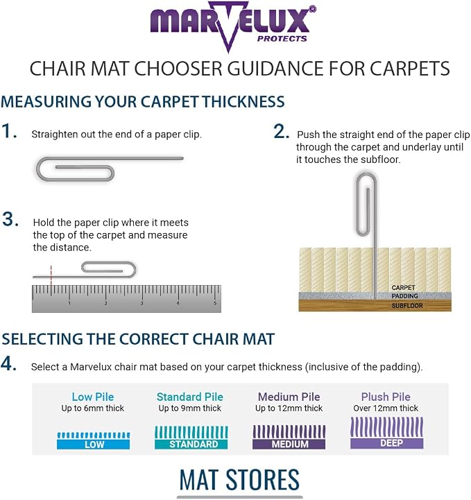 Marvelux Office Chair Mat for Low Pile Carpets 36" x 48”, Clear Vinyl Protector Mat for Under Desks, Rectangular PVC Carpeted Floor Mat for Gaming Chairs and Computer Desks - Image 7