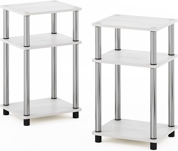 Furinno JUST Toolless 3-Tier Side Table Set of 2, Open Shelf, White Oak - Image 7