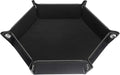 HARFINGTON PU Leather Dice Tray Unisex Valet Tray Folding Hexagon Tray Portable Entryway Table Nightstand Bedside Desk Holder for Key Wallet Watch Coin Jewelry, Black by HARFINGTON