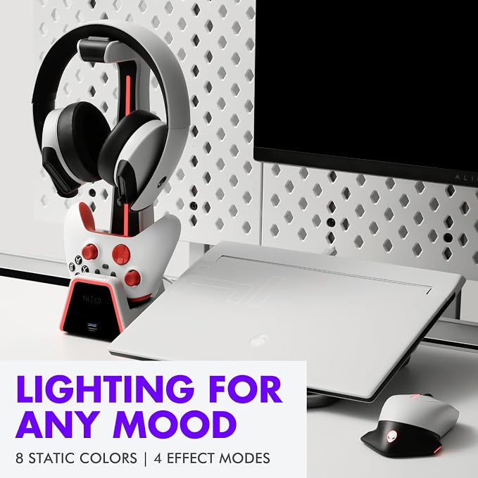 Tilted Nation Gaming Headset and Controller Stand | Premium PS5 Accessories (Clean Space with Charging Station) Headphone and Controller Holder for Desk, PlayStation 5, Xbox Game, - Image 3