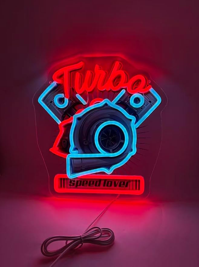 Turbo Neon Sign Led Light Up Sign For Speed Lover Pop Art With UV Printed background Room Wall Decor Man Gaming Room, Kids Room, Bar Decoration, Birthday Party Gifts - Image 6