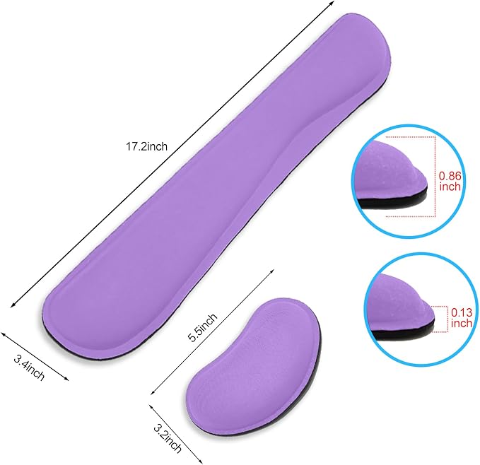 Keyboard Wrist Rest and Mouse Wrist Rest Set - Ergonomic Memory Foam Wrist Cushion - for Wrist Support on Computer, Laptop, Office, Playing Games, Typing Relieves Wrist Pain Purple - Image 6