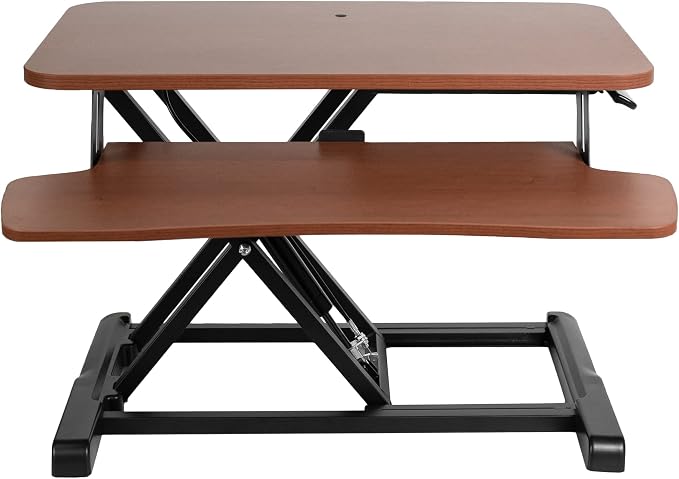 VIVO Dark Walnut 26 in Standing Desk Converter, DESK-V026KA | Height Adjustable, Stand Up Desk Riser, Wide Keyboard Tray, Dual Monitor and Laptop Workstation, Black Frame, K Series by Unknown