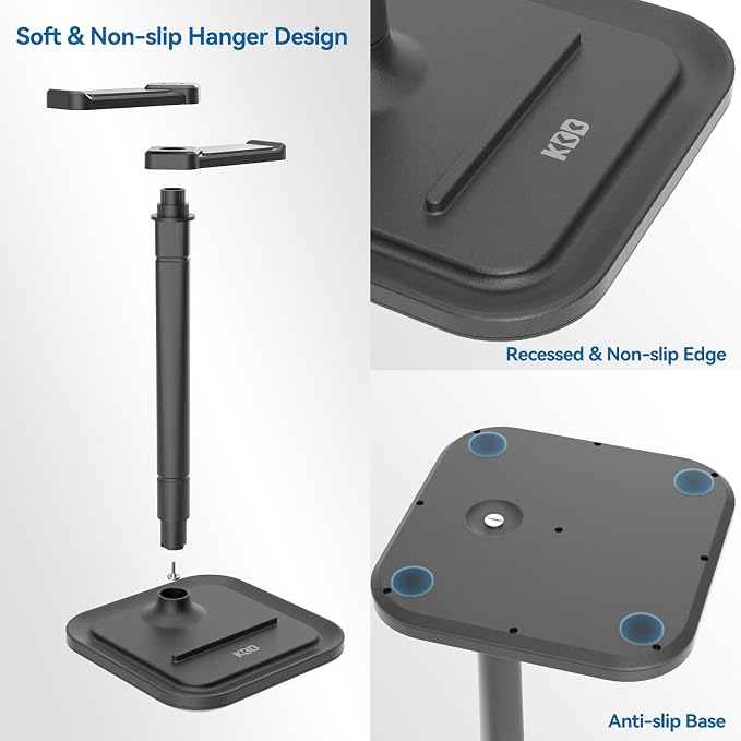 KDD Dual Headphone Stand for Desk - Rotatable Headset Hanger with Phone Holder - Removable Non-Slip Base for Gamers Desktop Accessories - Image 9