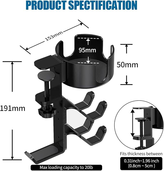 Under Desk Controller Holder Clamp Headphone Cup Organizer - Image 6