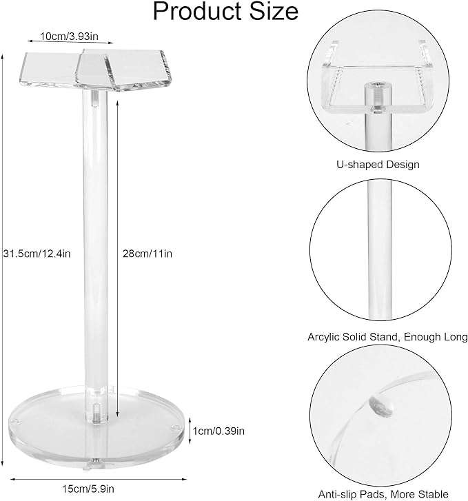 Acrylic Desktop Headphone Holder, Countertop Accessories Stand,Universal for All Music Gaming Headsets 1 Pack(DP015) - Image 2
